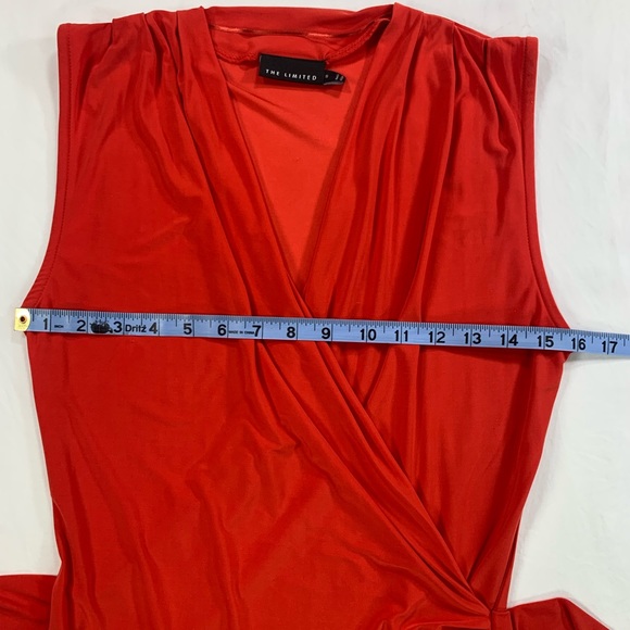 The Limited Wrap Shirt Orange Red Dressy Sleeveless Belted Shirt ~ Size S - Picture 5 of 10